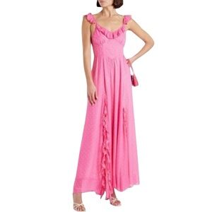 LoveShackFancy Hot Pink Cherry Junia Maxi Dress Sz 2 NWT